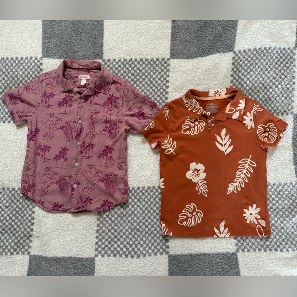 Boys 6/7 Cat & Jack Button Down Shirts Purple and Orange